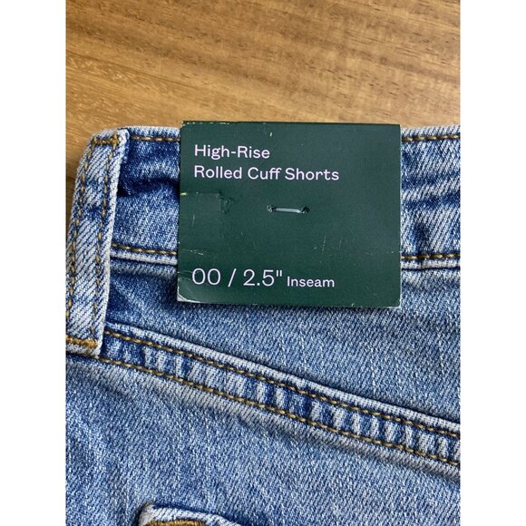 Wild Fable Junior Teens High-Rise Rolled Cuff Blue Denim Shorts Size 00 XXS - Picture 5 of 9